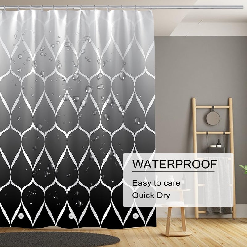 TIKABC Shower Curtain Liner, 4G PEVA Shower Liner, Plastic Waterproof Shower Curtains, with Grommet Holes and 3 Magnetic Weights(Gradient Black Gird) - Image 3